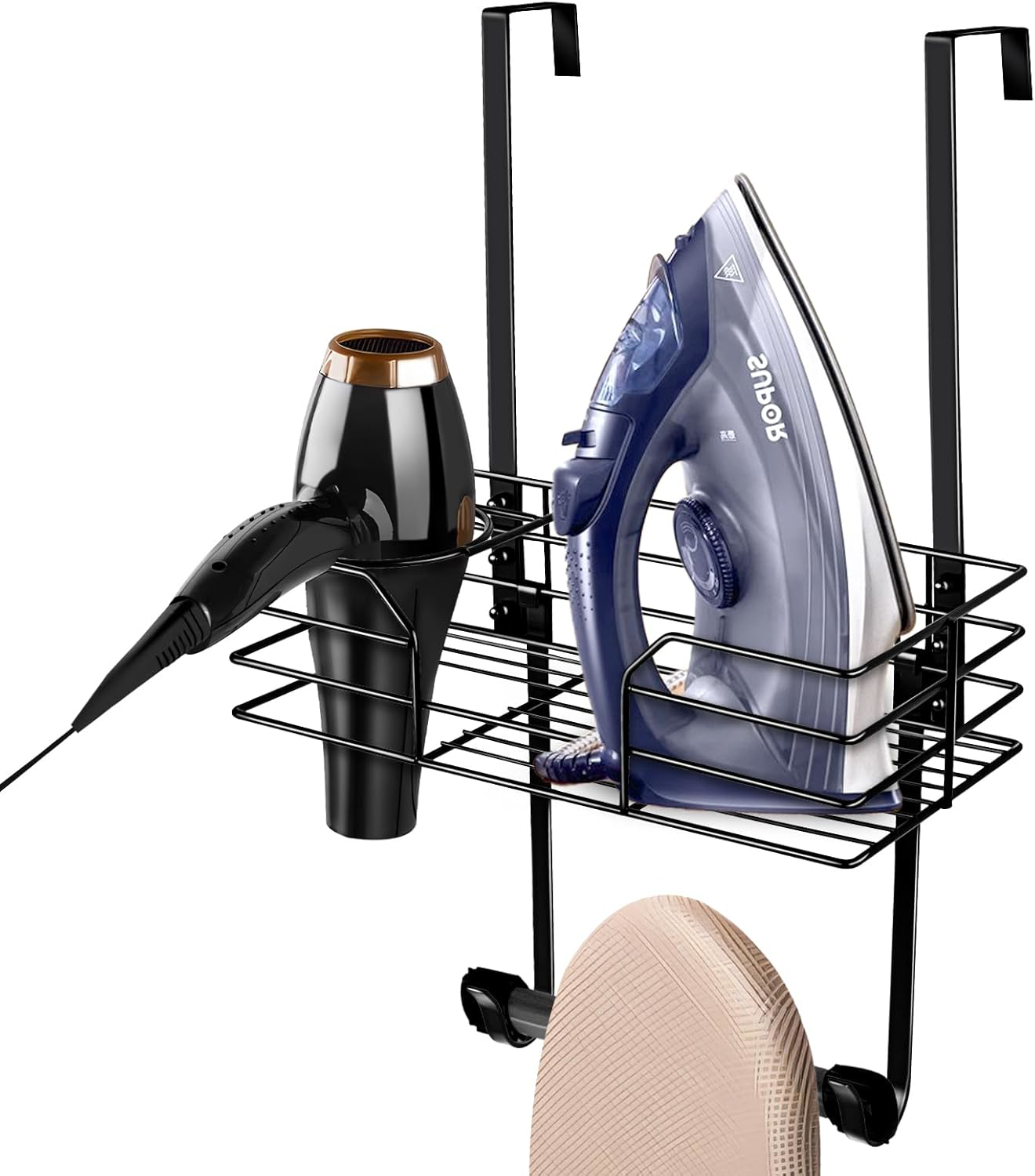 Ironing Board Holder Wall Mount with Hair Dryer Holder,Over The Door Ironing and-image