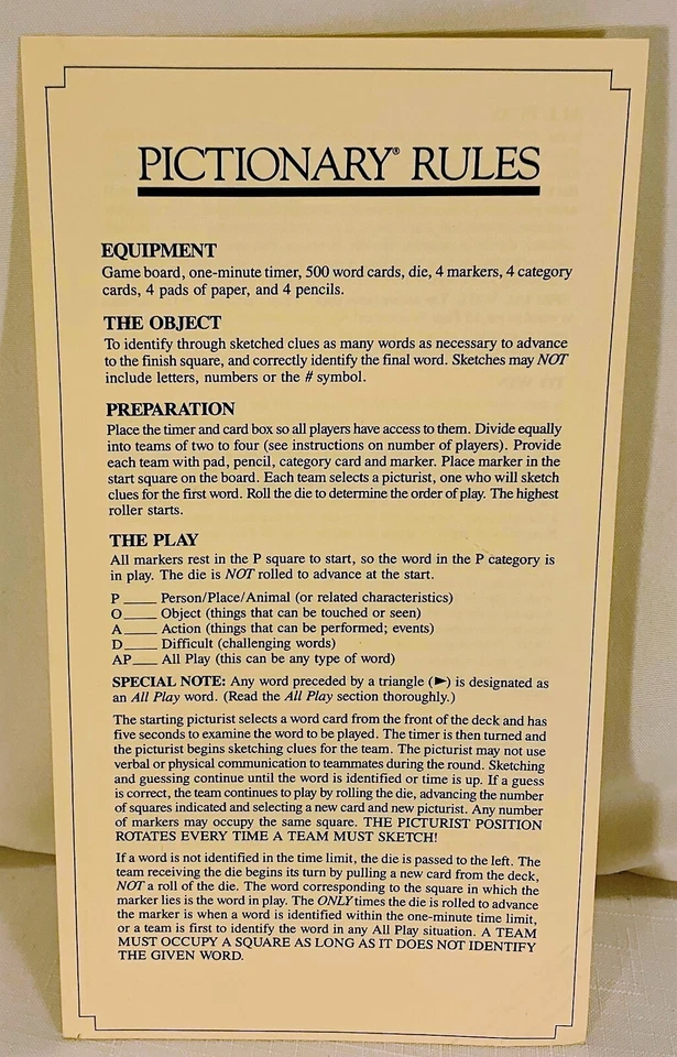 1987 Pictionary 2nd Edition Charades Game Complete in Very Good Cond FREE SHIP - Image 4 of 4