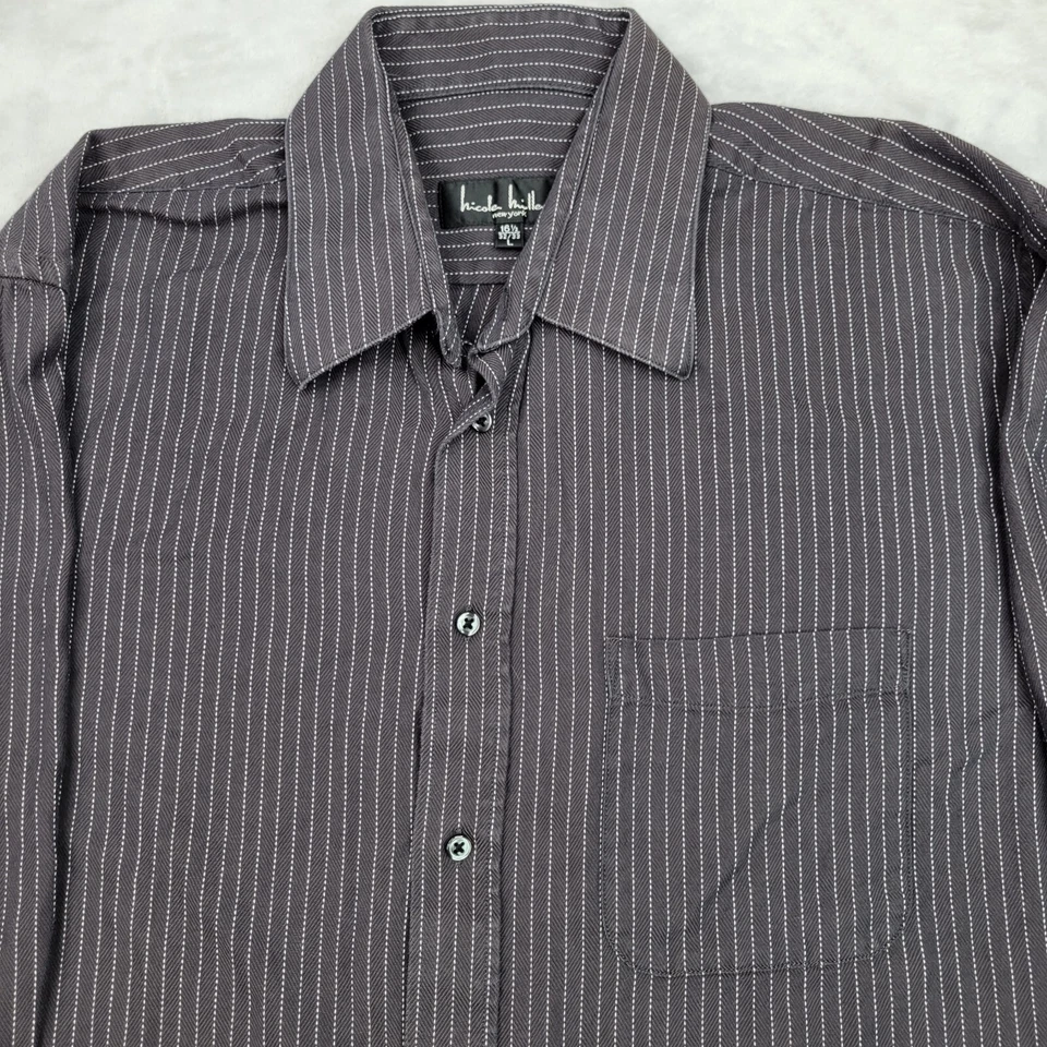 Рубашка мужская Nicole Miller большая черная полоса платье на пуговицах оксфорд 16,5–33 для взрослых - Изображение 2 из 4