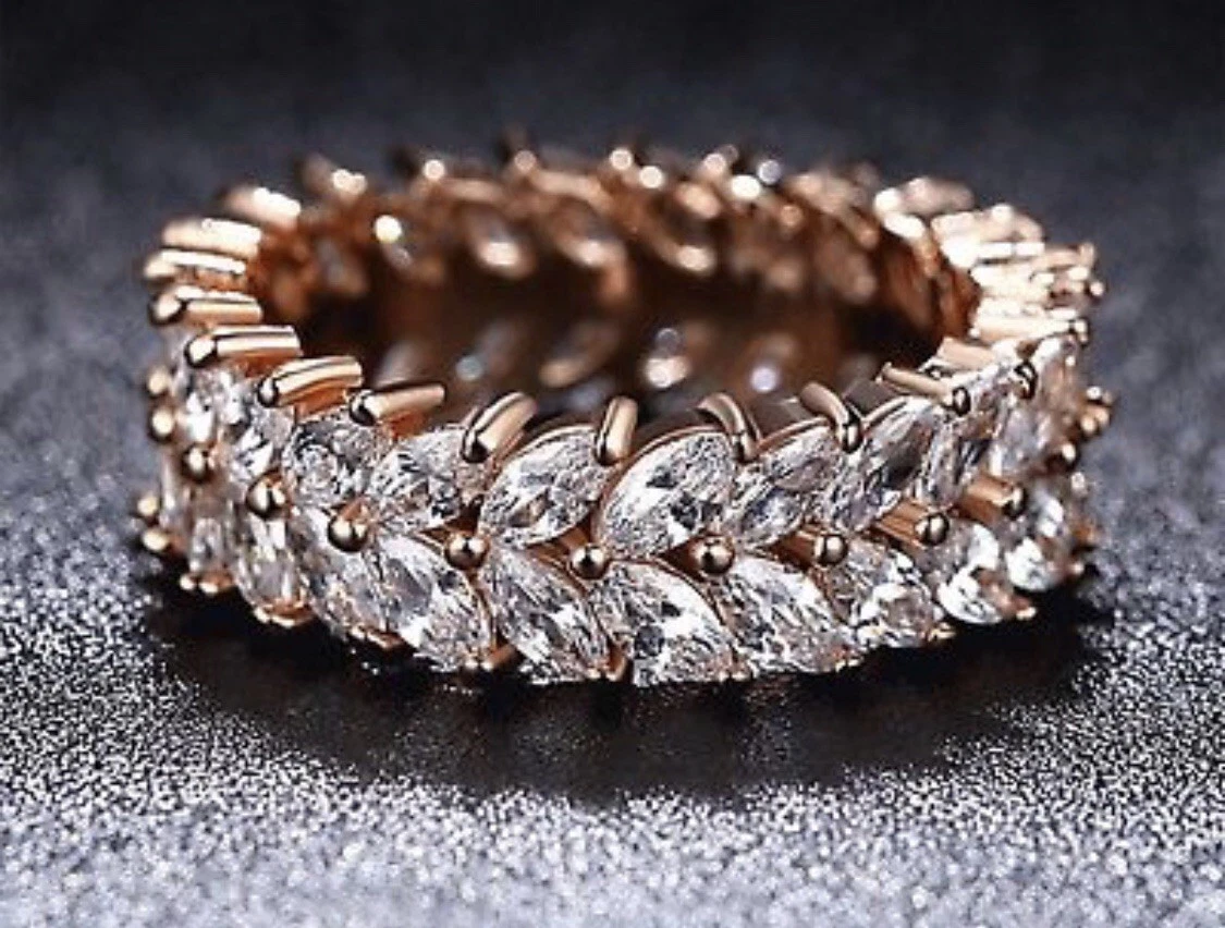 18k Rose Gold Plated Eternity Ring made w Swarovski Crystal