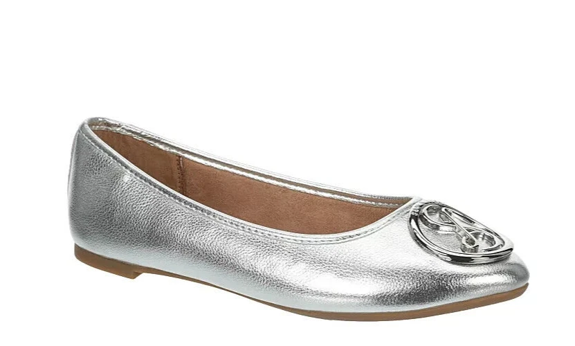 Sam and Libby Coy 2 Zapatos Ballet Sin Cordones Planos Plateados Metálicos Para Mujer 10 NUEVO Foto 2 de 4