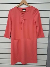 LADIES LA REDOUTE CORAL FRONT POCKET TUNIC DRESS SIZE 8 (781)
