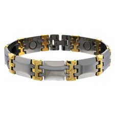 Men Women 13MM Tungsten CarbideTwo Tone Bar Link Magnetic Bracelet