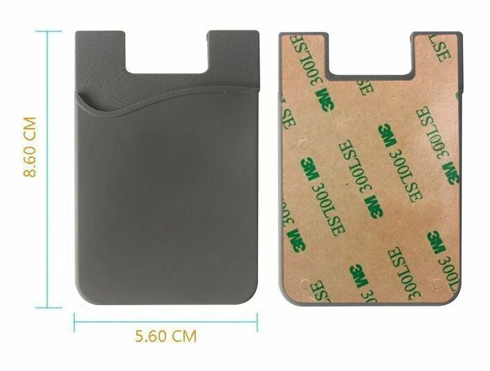 5PCS Cell Phone Credit Card Holder Wallet Sticker for Key Adhesive grey - Image 3 of 4