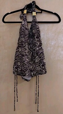 Jaclyn Smith Missy Multicolor Abstract Halter Style Tankini Top W6 Jr NWT