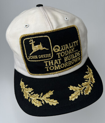 VTG John Deere Hat Louisville MFG Snapback Black w GOLD Lg Patch
