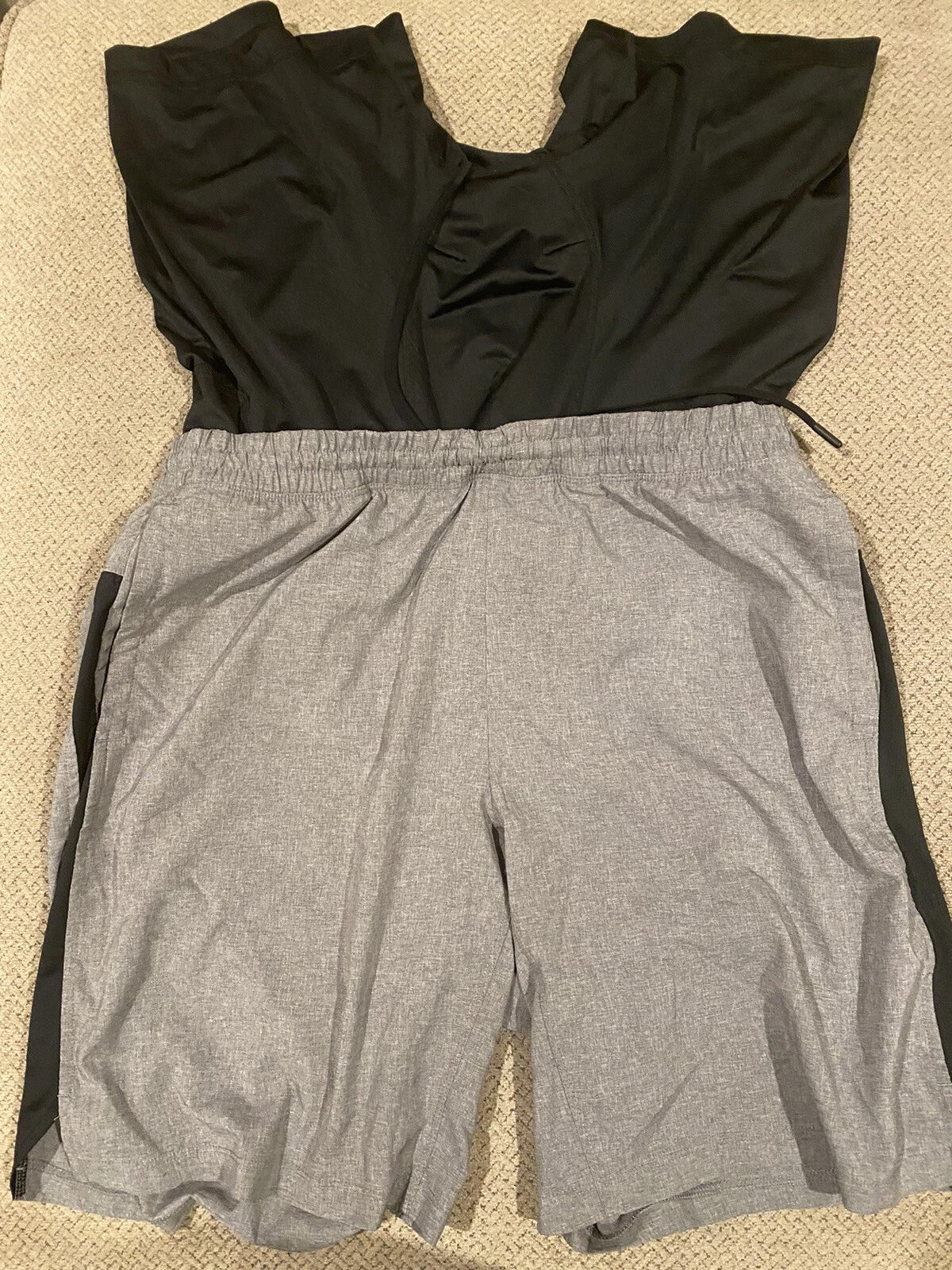 Mens All In Motion 2 In 1 Compression Running Shorts Large Black Gray