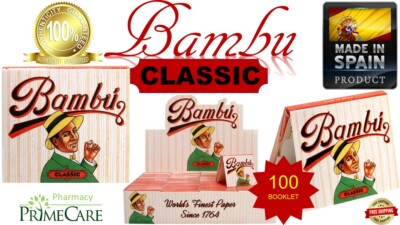 Authentic Bambu CLASSIC Regular World's Finest Rolling Paper 33 Leaves SPAIN 100
