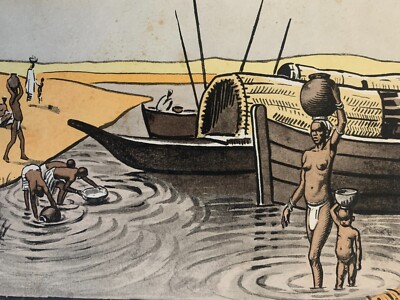 Pierre CASTAGNEZ (1898-1951) Frau Baden Niger Fluss Bamako Mali Afrika