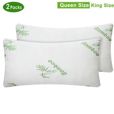 Bamboo Pillows 2 Pack King Queen Size Memory Foam Pillows Cooling Bed Pillow