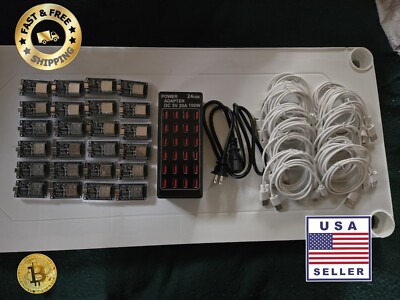 (24x)Bitcoin NerdMiner v2, + (24x)USB-C + PowerSupply. Solo Lottery Nerd Miner