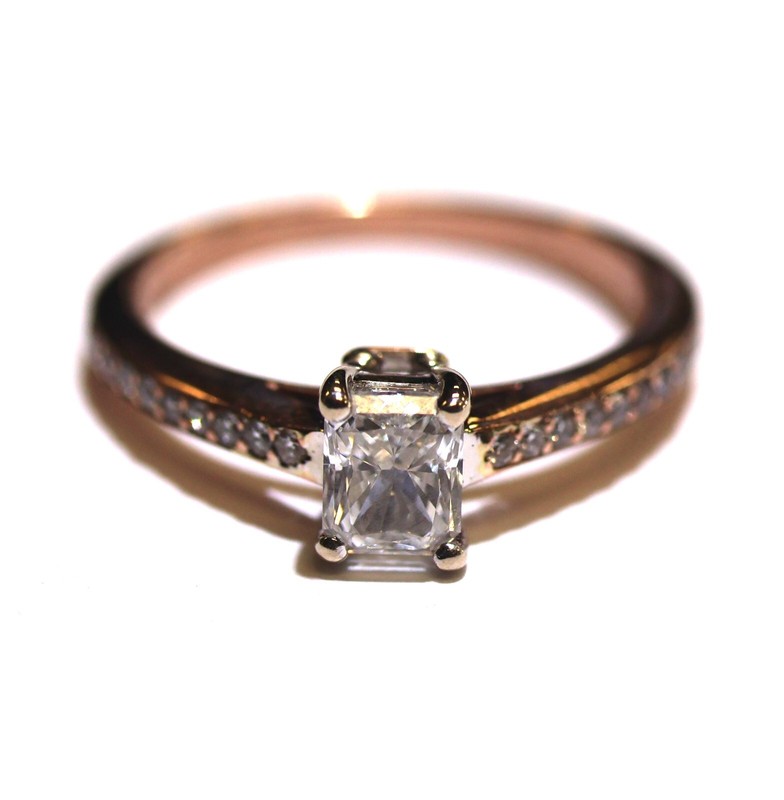 GIA 14k rose gold .83ct VVS2 F Radiant Diamond Engagement Ring 3g 7