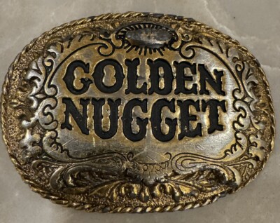 Vintage Golden Nugget Las Vegas Nevada Table Gambling Casino Belt Buckle
