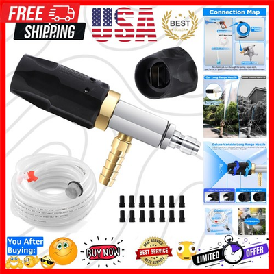 #ad Adjustable Pressure Washer Long Range Nozzle 4 4.5 GPM with 45 FT Braid Hose... $275.99