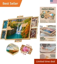 Portable Jigsaw Puzzle Table with 6 Drawers & Removable Cover - 35x28 Inches