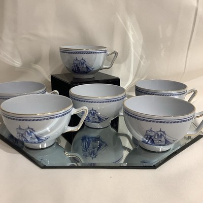 Spode Trade Winds W146 Blue 2.25   Tea Cup London - Set of 6
