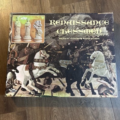 Renaissance 4  Chessmen Chess Set No. 833 Lowe 1970 In Box Large Pieces Manual