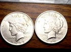 PEACE SILVER DOLLARS LOT OF 2 1922 FROSTY AU/BU NICE COINS $2 FACE 90% SILVER