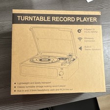 Wockoder R608 Bluetooth 3-Speed Turntable Record Player Brown Built-in Speakers