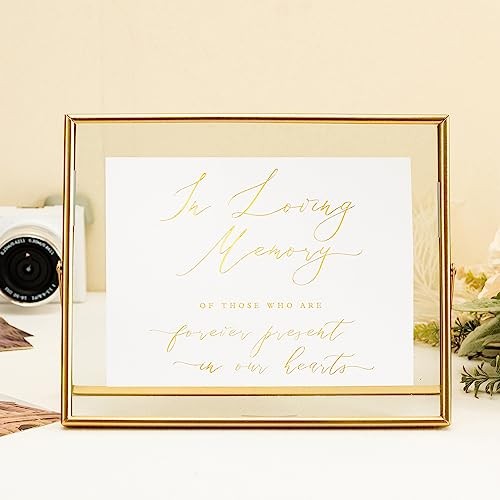 Horizontal Gold Floating Picture Frame In Loving Memory Wedding Gold-10x8in - Picture 6 of 7