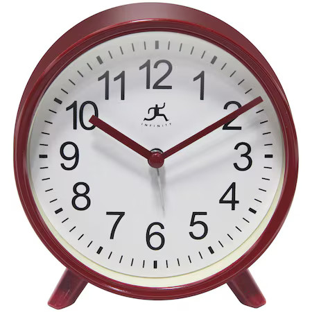 INFINITY INSTRUMENTS 15684RD-4360 Red Tabletop Alarm Clock