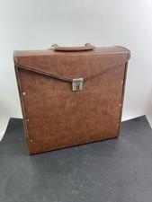Vintage Faux Brown Leather RECORD STORAGE LP 12" Carry CASE Excellent Used