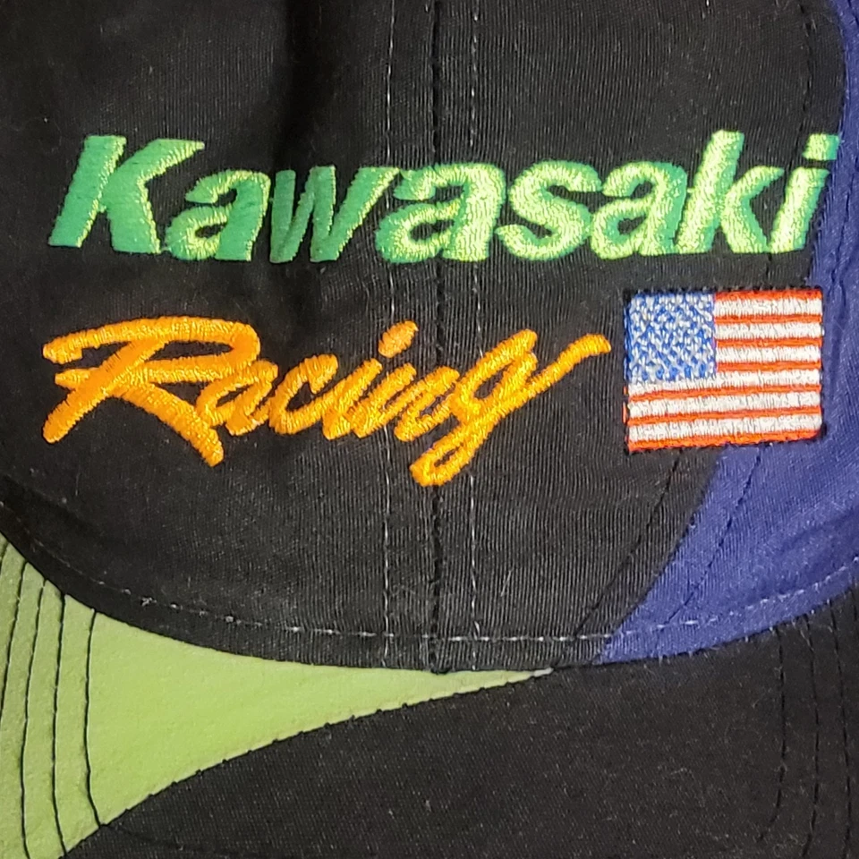 Gorra de colección Kawasaki Racing Snapback bandera de EE. UU. motocross excelente Foto 2 de 3