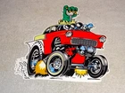 VINTAGE RATFINK DRIVES 1950 STICK CHEVROLET 12" METAL GASOLINE OIL RAT FINK SIGN