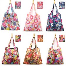 MRYUWB 6 Pcs Set Reusable Grocery Bags, Foldable X-Large, Shiny Flowers 