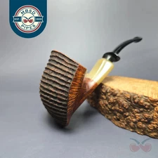 MD Angaa Partially Partially Rusticated Shield Briar Pipe, New