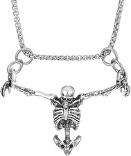 Skull Car Hanging Ornament Skeleton Rear View Mirror Accessory Silver