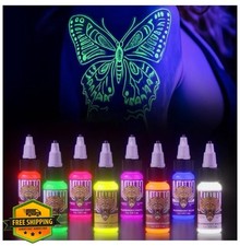Fluorescent Tattoo Ink Set 8 Colors 1/2oz Professional Kit