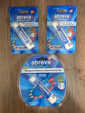 Abreva Cold Sore/Fever Docosanol 10% Cream Pump 2g, *LOT OF 3* 01/26+