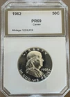 1962 PROOF Franklin Silver Half Dollar PCI 69 CAMEO