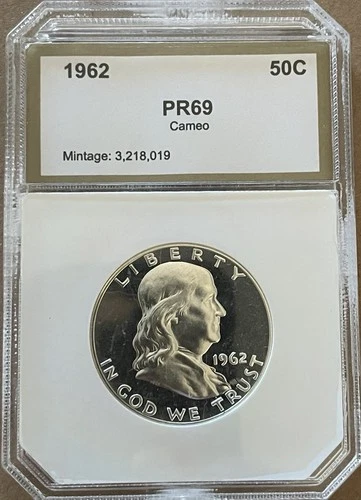 1962 PROOF Franklin Silver Half Dollar PCI 69 CAMEO