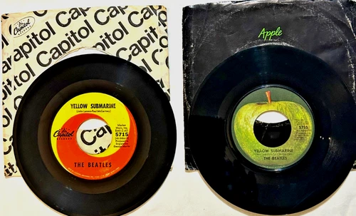 Lot of 2 The Beatles - Yellow Submarine / Eleanor Rigby - OG Apple + Capitol 45s