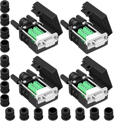 4PCS DB9 Female Breakout Connector,DB9 Solderless RS232 D-SUB Serial to 9-pin Po