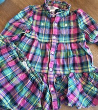 Polo Ralph Lauren Plaid Patchwork Multicolor Girls Dress Sz 6M EUC