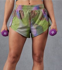 Fabletics Womens Shorts Full Speed Mid Rise Running Elastic Waist Size XS Green