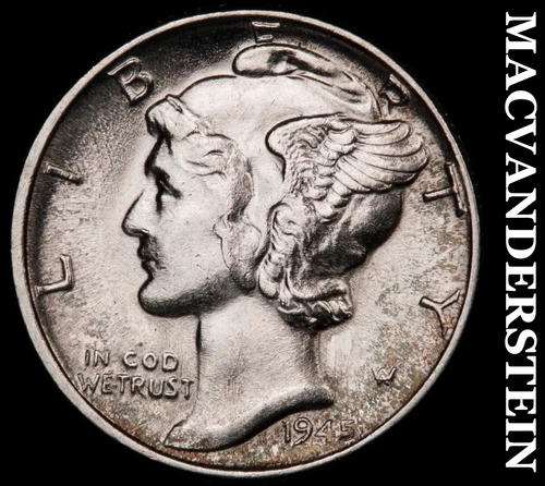 1945 Silver Mercury Dime - Super Choice Gem Brilliant Uncirculated++++  #i1850
