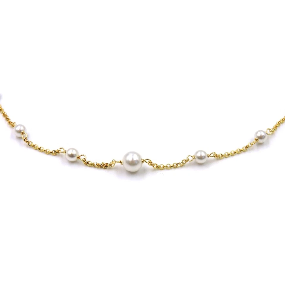 Collana con Perle in Argento 925 Placcato Oro Giallo - Immagine 3 di 4