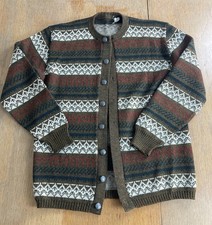 True 1950s Vintage Jersild 100 Wool Nordic Fair isle Cardigan Men  s XL USA Made