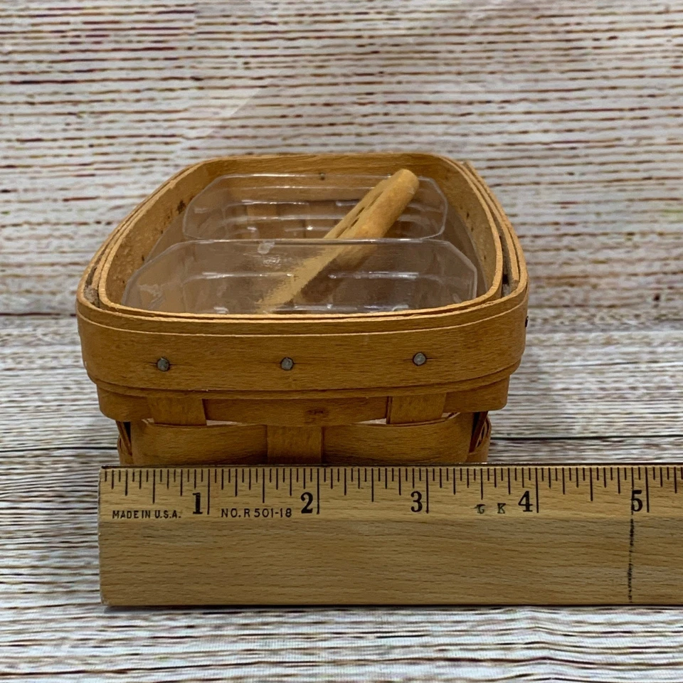 Cesta de galletas Longaberger firmada 1996 Woven Traditions con bandejas y divisor Foto 4 de 4