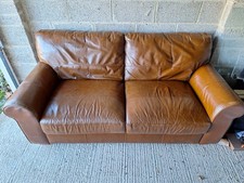 Large 3 seater tan leather sofa - Salisbury
