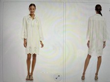 Karen Kane Flare Sleeve Cutout Embroidered Shirt dress