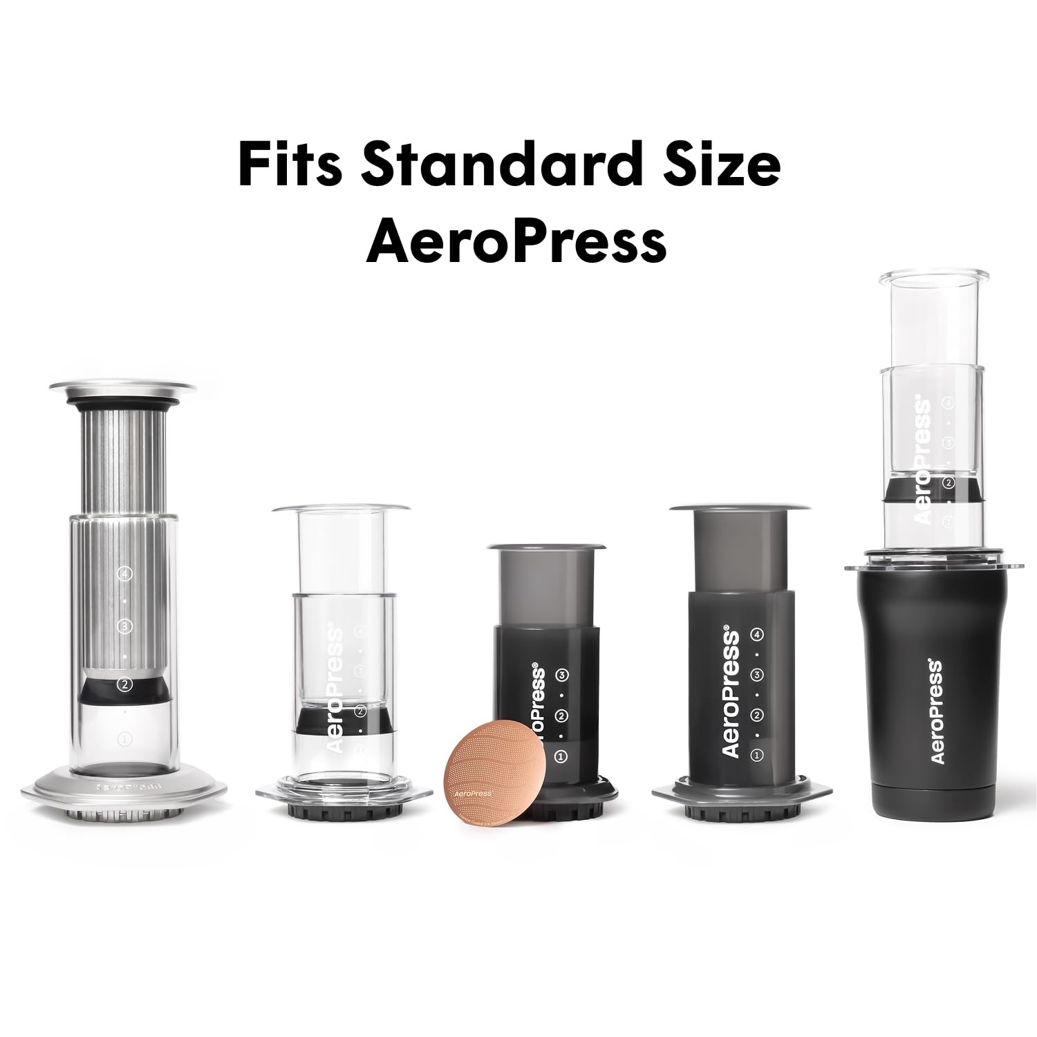 AeroPress Gold Tone Stainless Steel Reusable Filter &ndash; Durable Metal Coffee Fi...