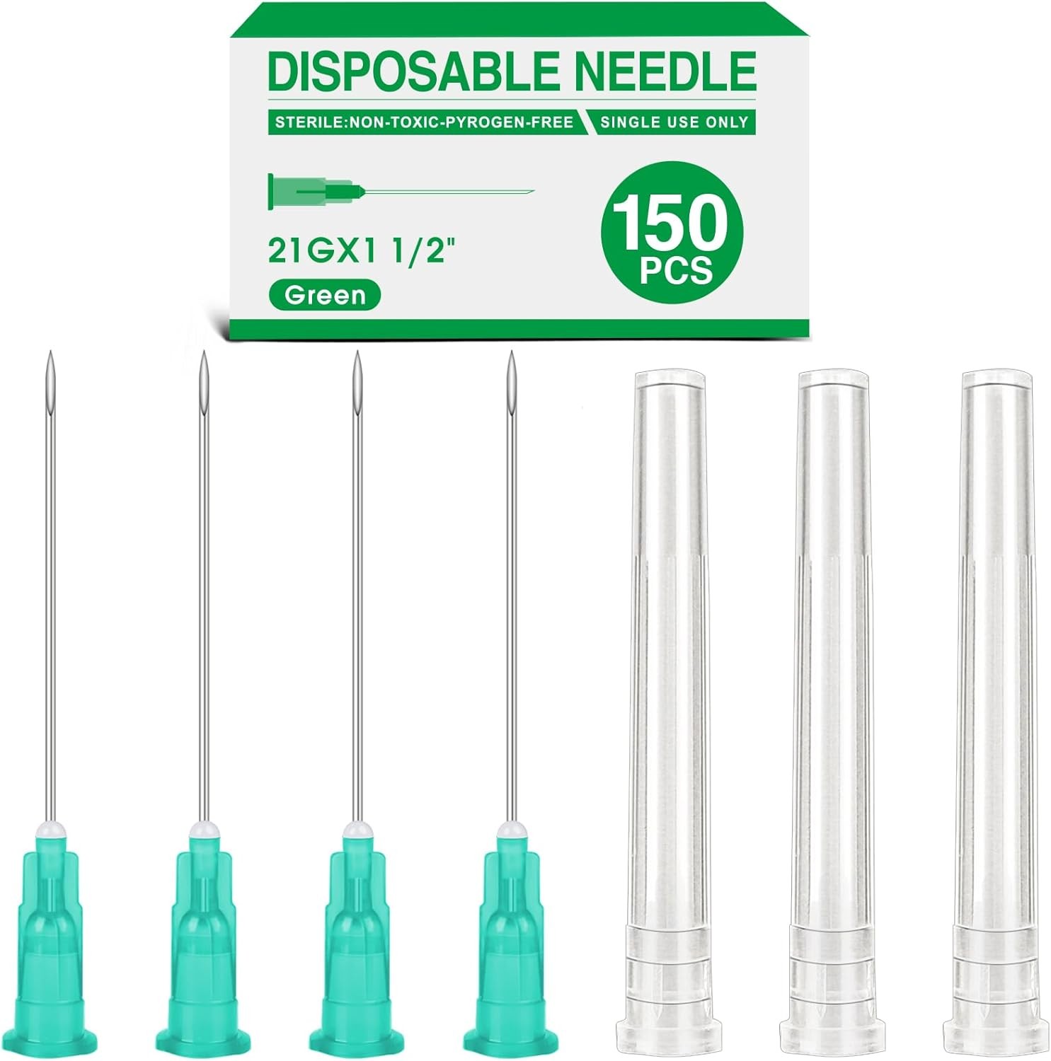 Aiguille 21G 1,5 Pouces Luer Lock pour Laboratoire - Boîte de 150 Unités
