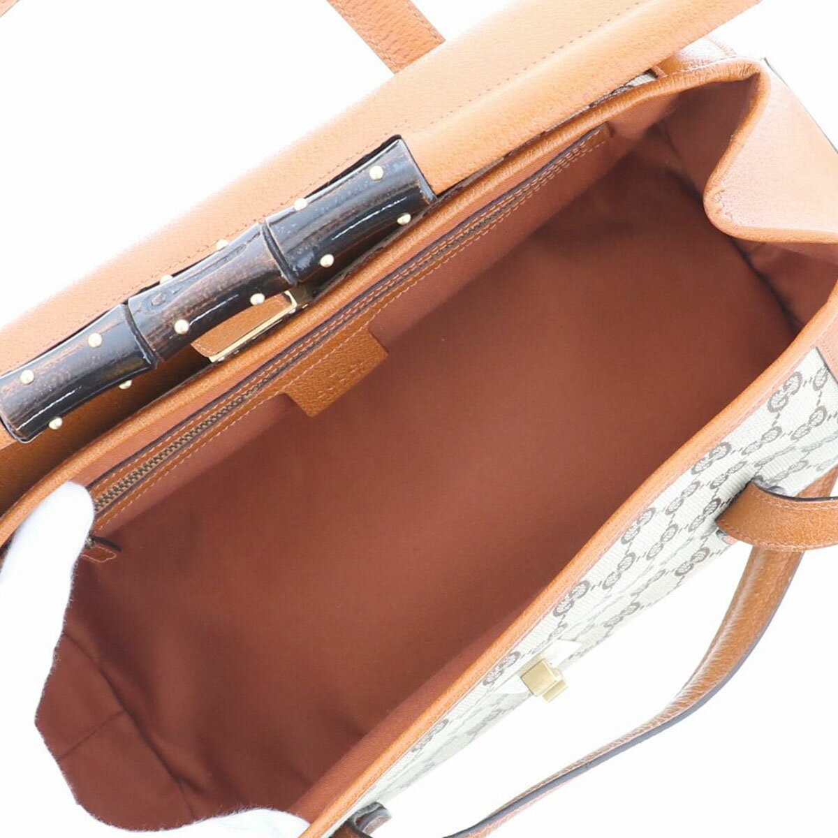 Gucci Bamboo Mini Boston Bag GG Canvas 114993  Beige Brown Leather Women's Japan thumbnail 18
