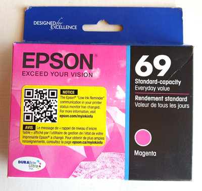GENUINE Epson 69 Magenta Ink Cartridge WorkForce 1100 WorkForce 40 NEW- 09/2025