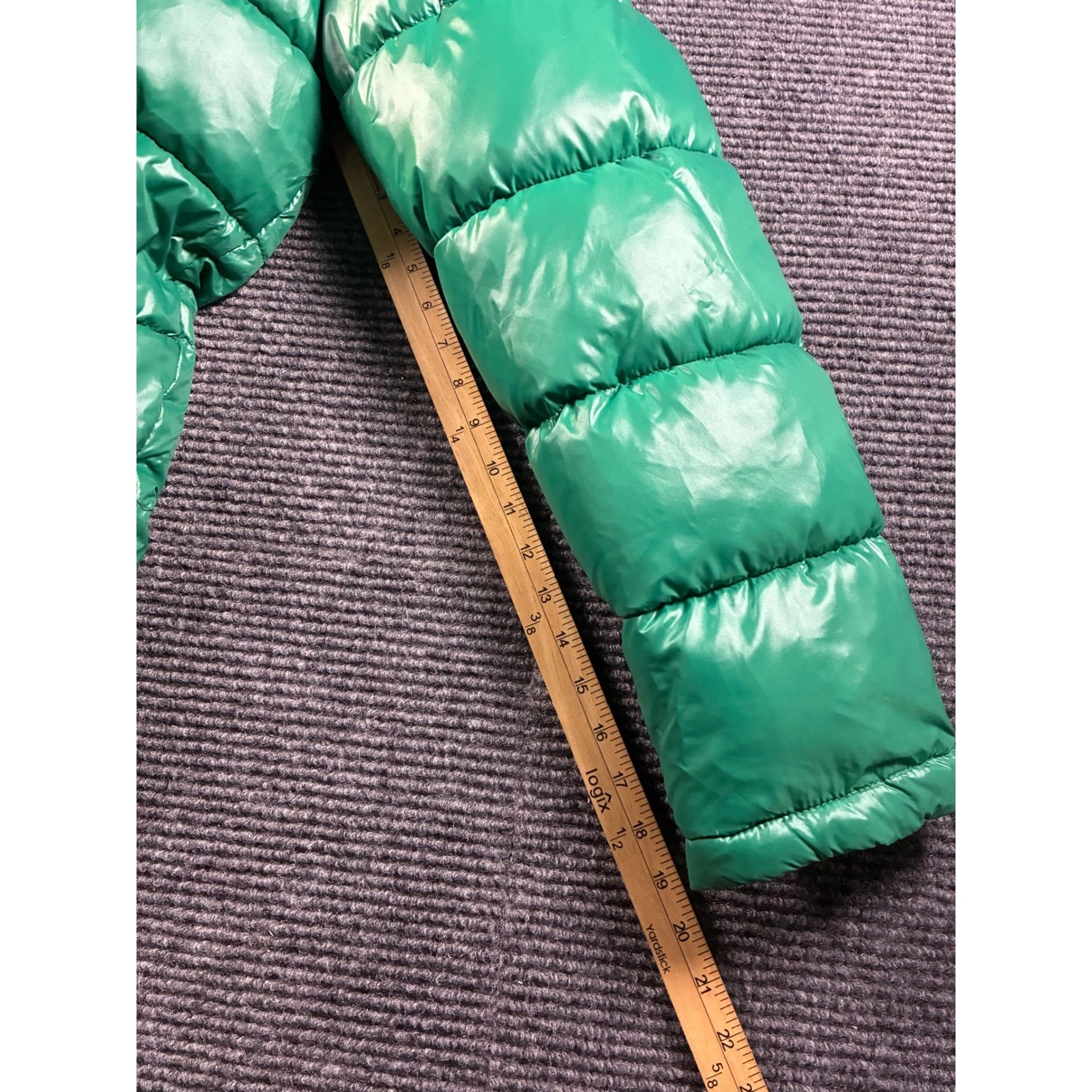Guess Mens Green High Shine Puffer Jacket Detachable Hood XL NEW - product detail image 4